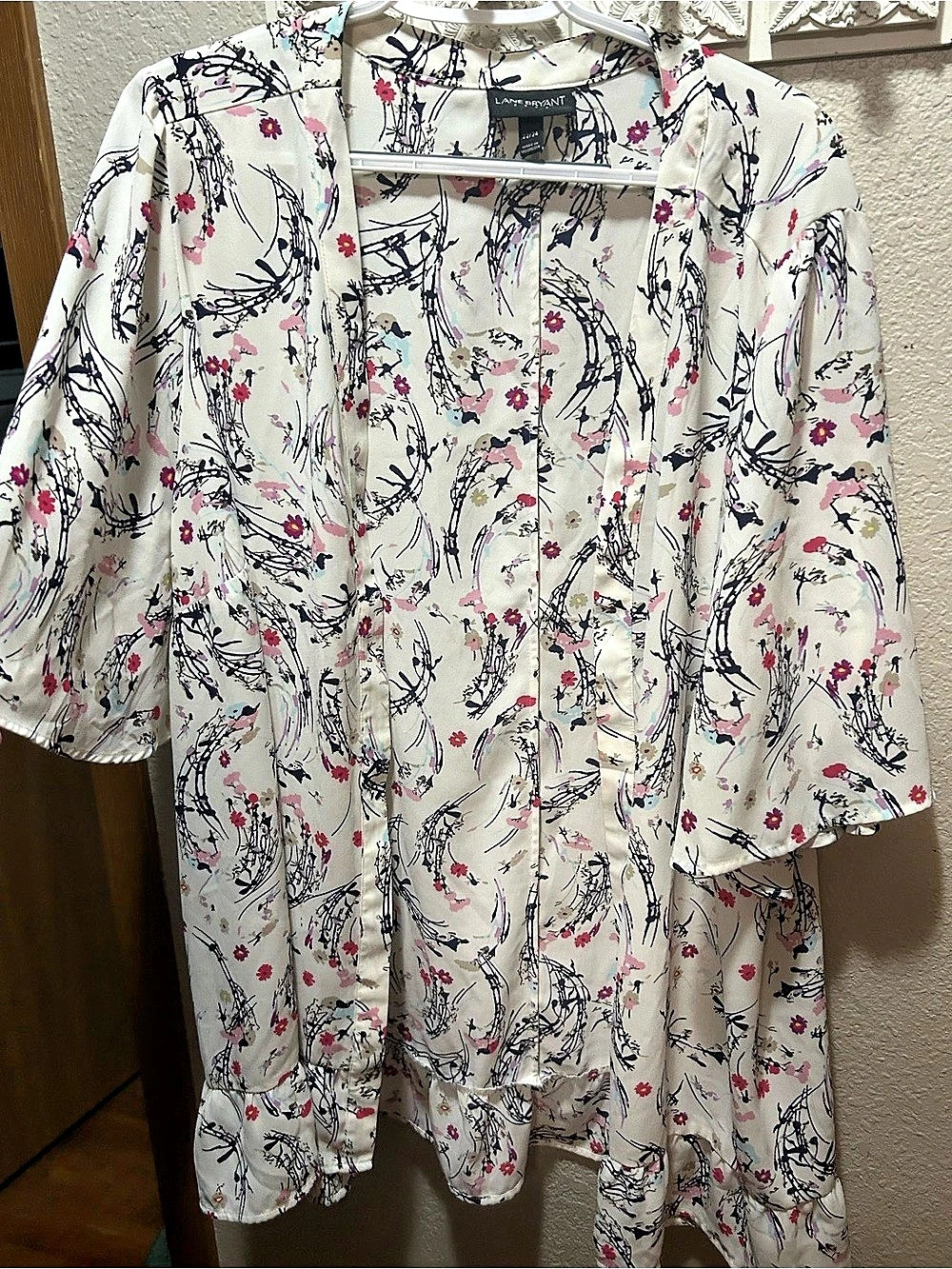 Lane Bryant Floral Kimono Cream & Pink Size 22/24